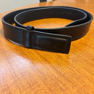 Dickies Mens Black‎ Leather Belt Size L 38-40 Dickies Logo Buckle Work Casual